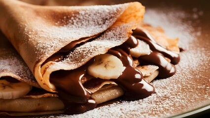 Banana and Nutella Crepe with Powdered Sugar