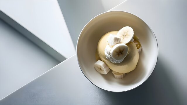 Minimalist Banana Sorbet in a White Bowl