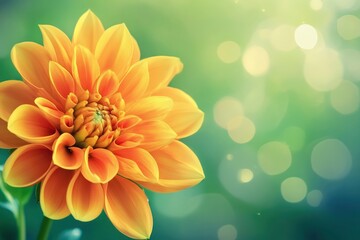 Fototapeta premium bright flower on green background, ai