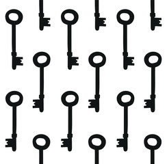 Vector seamless pattern of hand drawn key silhouette isolated on white background