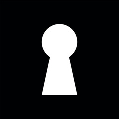 Vector flat key hole lock isolated on black background