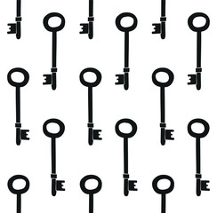 Vector seamless pattern of hand drawn sketch doodle key isolated on white background