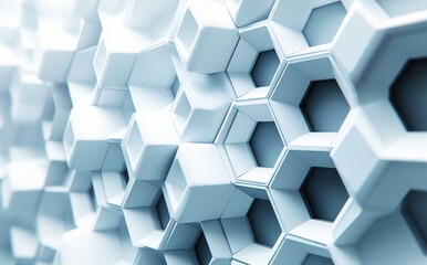 hexagons on white background, futuristic scientific high tech background, business background, copy space, place for text