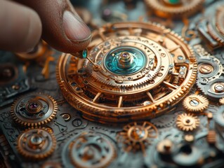 Victorian Steampunk Timepiece with Intricate Clockwork Gears