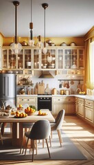 Gelbe moderne Küche