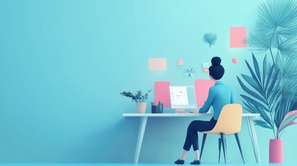 Fototapeta premium Creative designer with design tools and a minimal background 