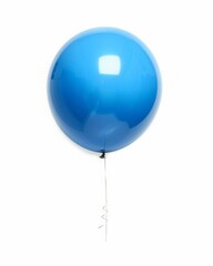 A single blue balloon floating on a white background, cut-out, png, clipping path, cutout