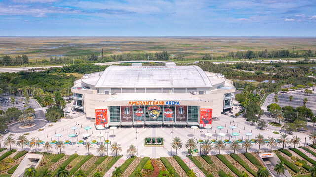 Amerant Bank Arena, Sunrise, Florida, USA - 9/16/2024: Next to Sawgrass Mills mall and home of the Florida Panthers hockey team. Formerly known as the BB&T Center.