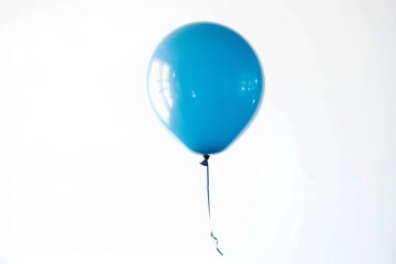 A single blue balloon floating on a white background, cut-out, png, clipping path, cutout