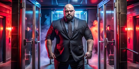 A brutal security staff in front of a disco