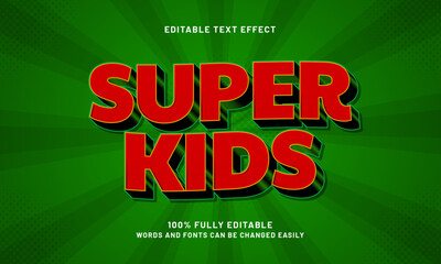 super kids editable text effects with a hero and kids theme