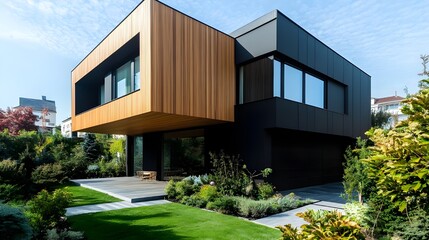 Fototapeta premium Modern luxury house, townhouses. Residential architecture exterior, real estate, housing project