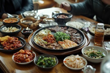 Obraz premium after eat all Korean barbecue, ai