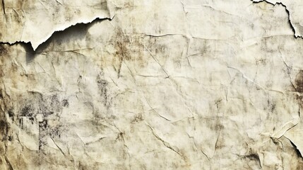 Obraz premium A close-up of an old, creased and stained piece of paper with torn edges.