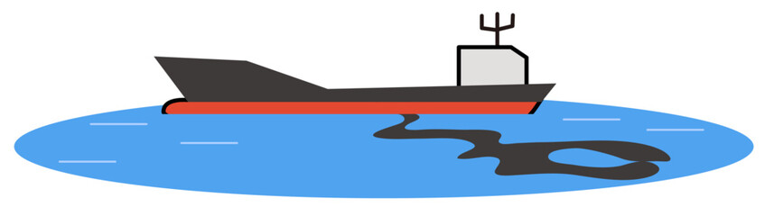 海上で油が流出のタンカー のベクターイラスト