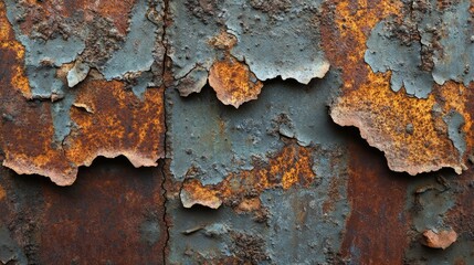 Rough rusted metal texture with prominent corrosion and peeling paint 