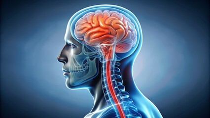 A dramatic and informative illustration of the cerebrospinal fluid, showing the normal flow and circulation, contrasted with the disrupted flow caused by meningitis