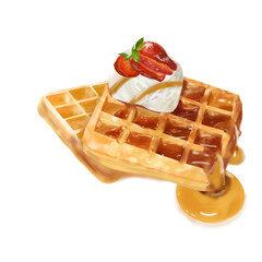 waffles with strawberries