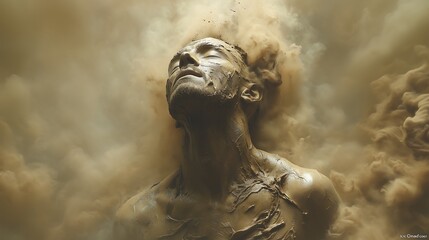 the creation of Adam, the first man being created from clay, as described in the bible