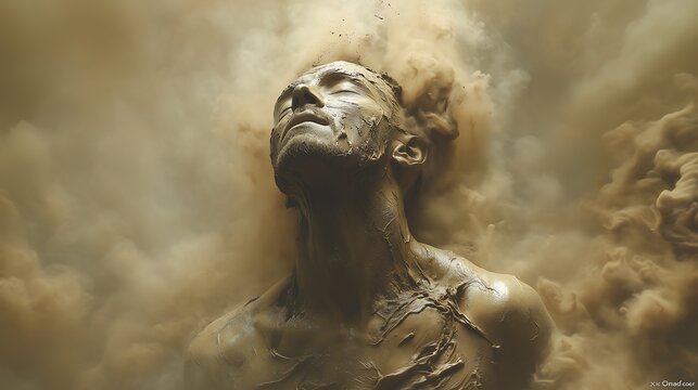 the creation of Adam, the first man being created from clay, as described in the bible