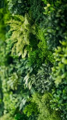 Fototapeta premium Vertical garden with diverse green foliage
