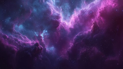 Fototapeta premium Cosmic Nebula with Pink and Blue Clouds and Stars
