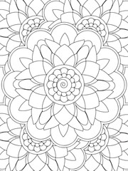 All these designs are hand-drawn and unique 
Flower Beautiful black and white illustration for adult coloring book,
This is a printable Beautiful Zentangle Coloring page for KDP Interior, POD products