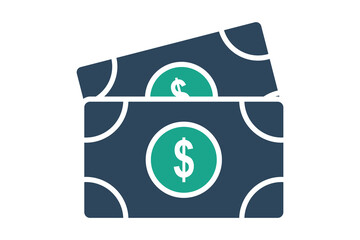 Cash icon. solid icon style. paper money dollar. icon related to bill and payment. business elements vector illustration