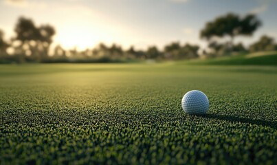 Golf Course Lawn with Pure Blue Sky