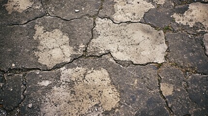 Fototapeta premium Worn concrete pavement texture with stains and patches of discoloration 