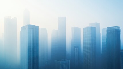 Obraz premium Urban smog enveloping skyscrapers, visualizing the severe impact of industrialization on air quality