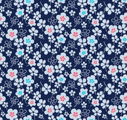 Fototapeta premium Japanese Garden Bloom Vector Seamless Pattern 