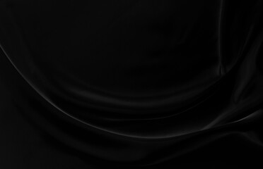 Black blue satin dark fabric texture luxurious shiny that is abstract silk cloth background with patterns soft waves blur beautiful.