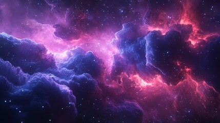 Cosmic Nebula with Vivid Pink and Blue Swirls and Scattered Stars