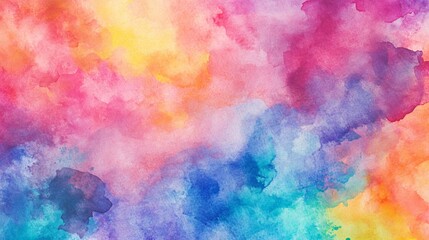 Abstract Watercolor Background with Blending Colors of Pink, Yellow, Blue and Purple.