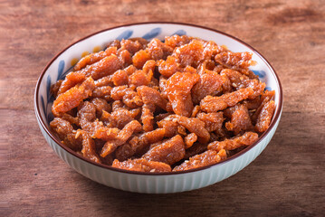 Sweet bean curd twist is a commonly used side dish for Taiwanese traditional porridge breakfast