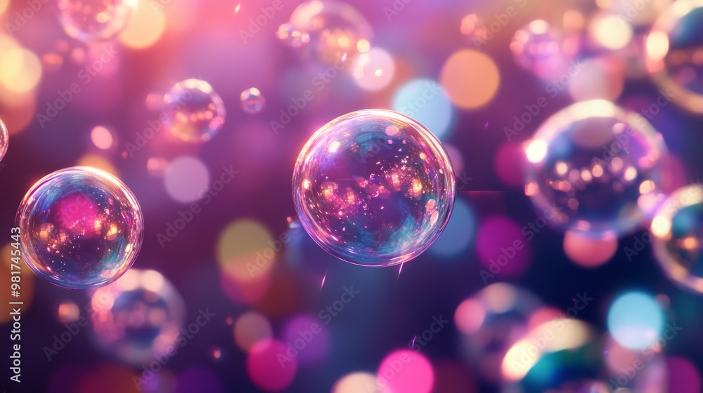 Poster a single bubble floating in a field of shimmering lights