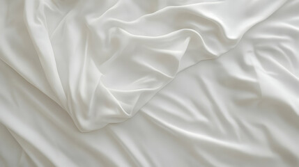 Obraz premium A smooth, flowing white fabric drapes elegantly, creating a serene and minimalist aesthetic, ideal for backgrounds and textures.