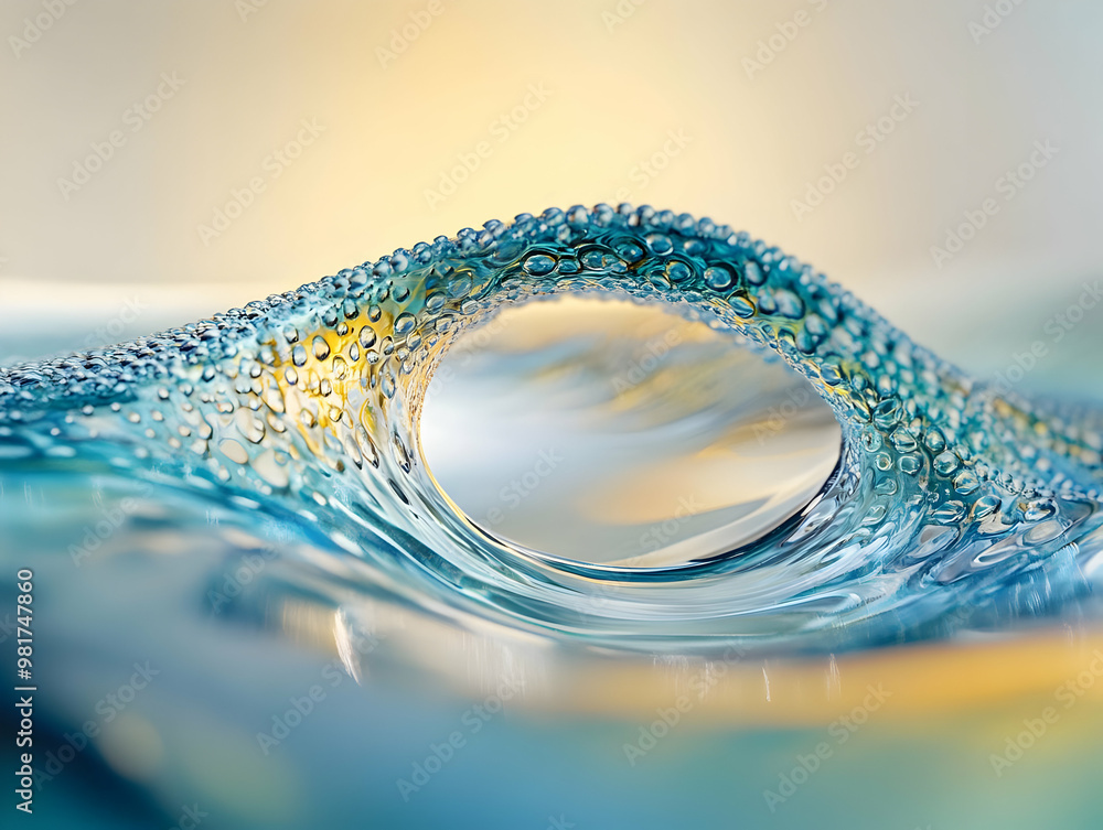 Aufkleber a close-up view of a water droplet creating a mesmerizing wave, showcasing beautiful textures and gl