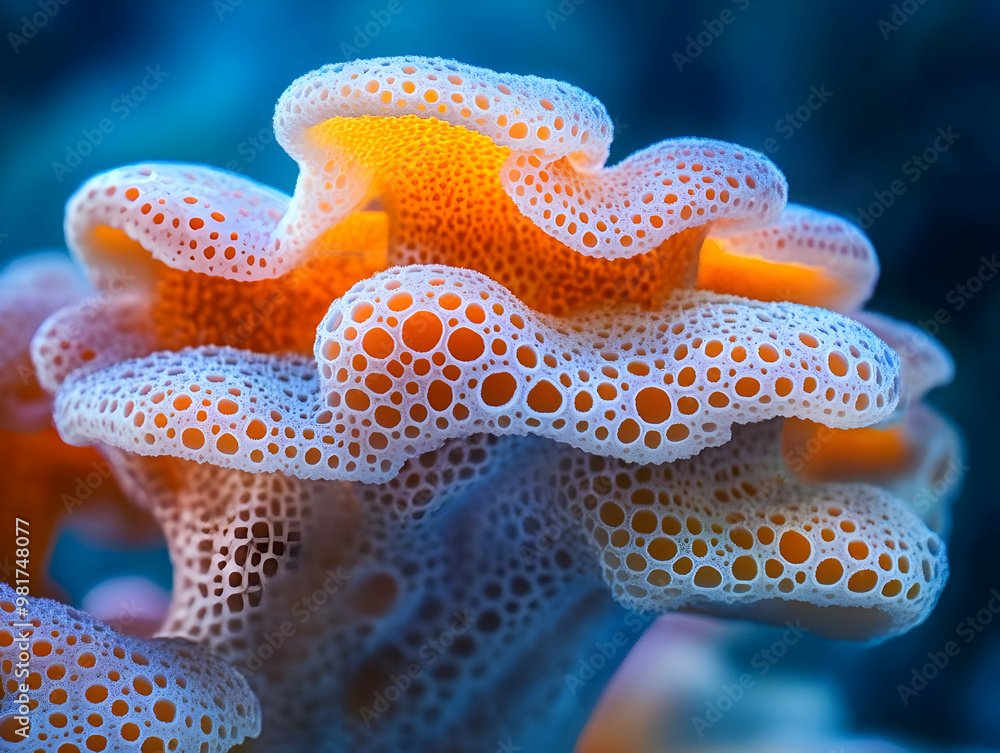 Poster vibrant close-up of a uniquely textured coral showcasing intricate patterns and captivating colors u