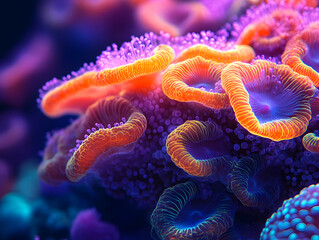 Vibrant coral formations with stunning colors, showcasing the beauty of marine life in a mesmerizing underwater scene.