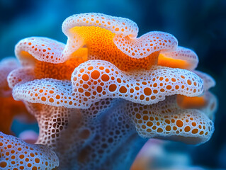Vibrant close-up of a uniquely textured coral showcasing intricate patterns and captivating colors under the sea.