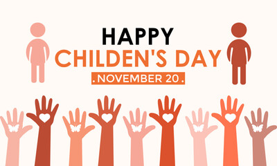 Obraz premium Happy Children's Day. Universal Children's Day. 20th November. Banner poster, flyer and background design template. Vector illustration