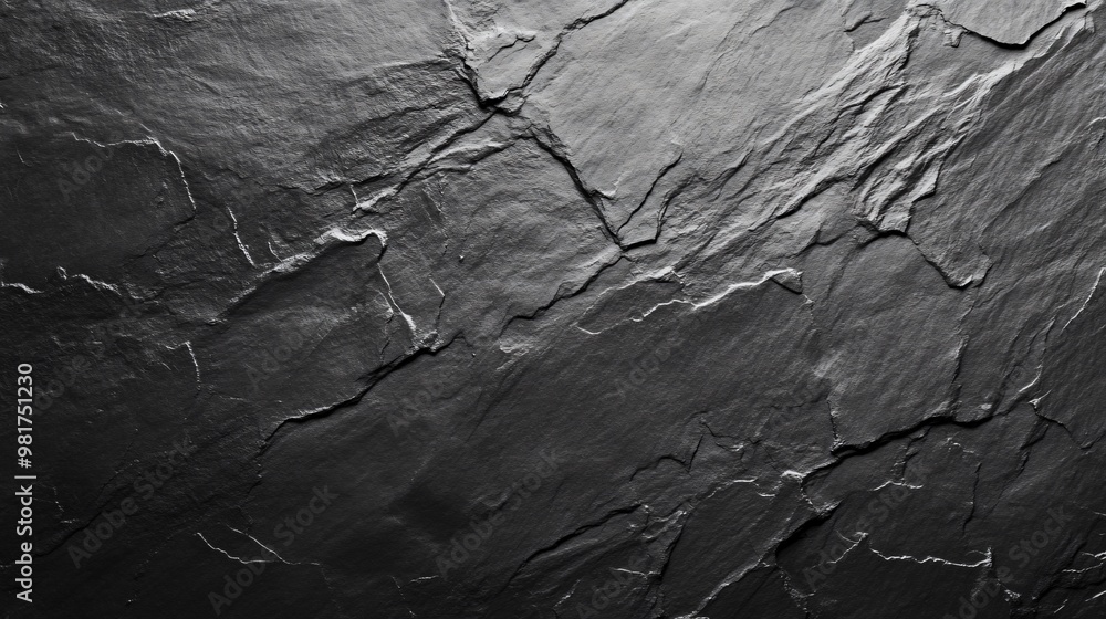 Poster black slate texture background with abstract cracked lines.