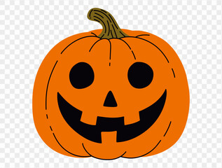 Halloween pumpkin hand draw paint brush style isolated on png or transparent texture,Halloween party background ,element template for poster, brochures, online advertising, vector illustration 