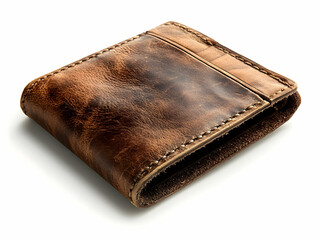 A stylish brown leather wallet with a classic design, perfect for storing cards and cash securely.