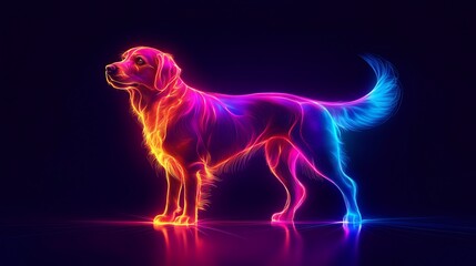 Fototapeta premium A vibrant illustration of a dog with a glowing outline, representing the health benefits of proper nutrition