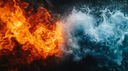 A Fiery Blaze Confronted by a Crashing Wave