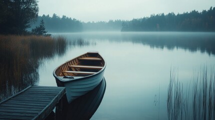 Tranquil Foggy Morning on the Lake