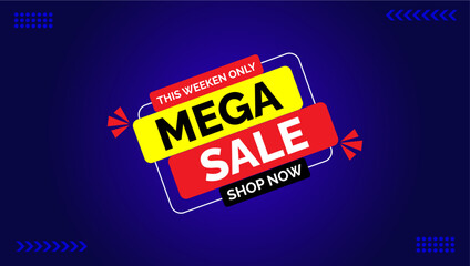 Mega Sale Banner Template, Elegant Design, Editorial Vacter Illustration
